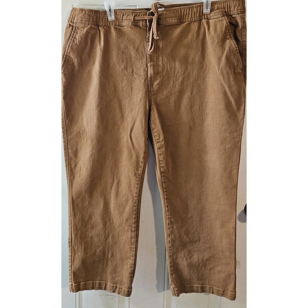 Mutual Weave Relaxed Taper Pants Men's 3XL Brown‎ Drawstring Casual Chino Jogger